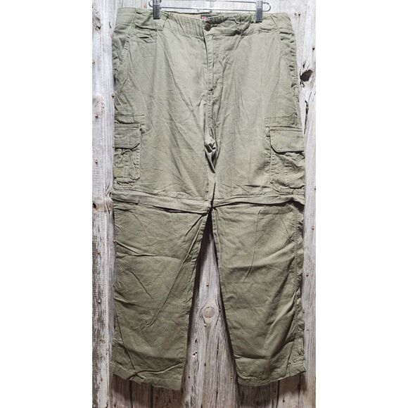 men's SCOTTEVEST linen Cargo‎ convertible pants TEC green Go Away 36x32 - Picture 1 of 7